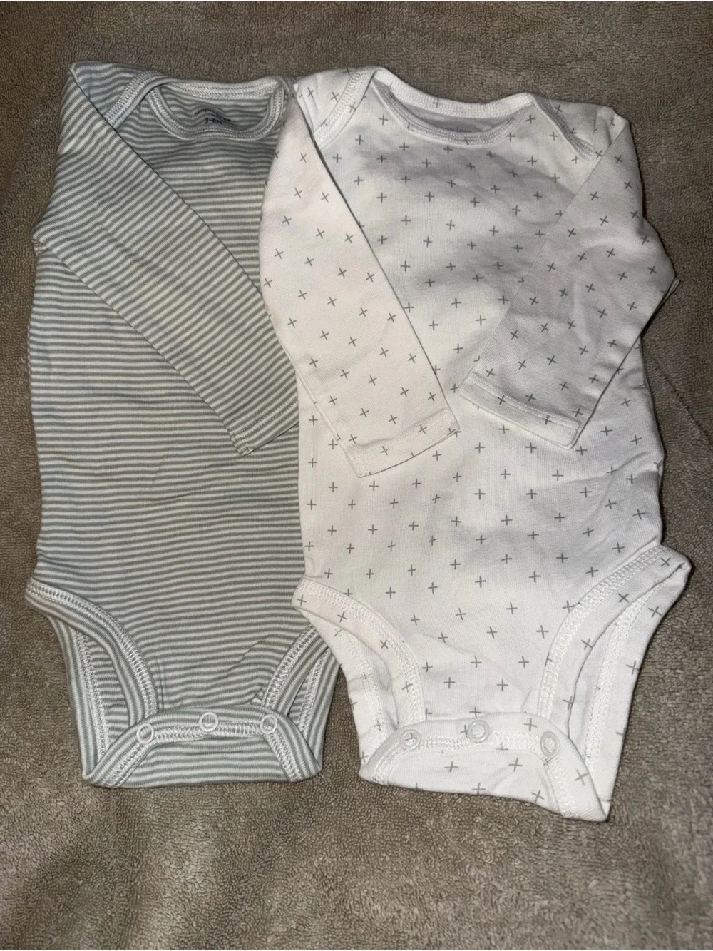 Carter's Long-Sleeve Baby Bodysuit Duo in White and Light Gray